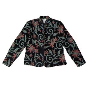 Brocade Embroidered Jacket Womens Large Artsy Bohemian Woven Dark Feminine